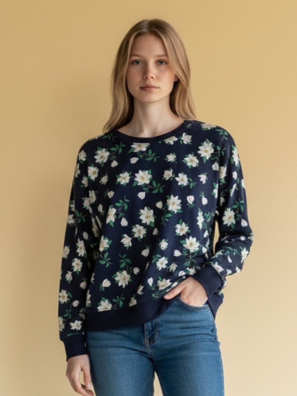 Draper James pullover navy floral size xxl